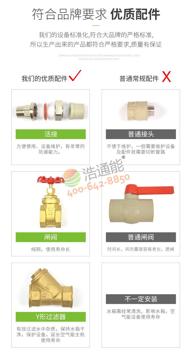 格力商用空气能热水器一体机5匹5吨/4吨辅材材质